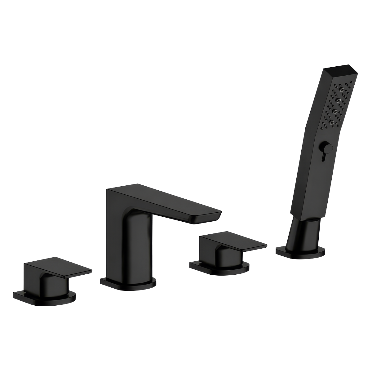 Baridi DH399 Bath Mounting 4-Hole Mixer Tap with Shower Head - Matt Black