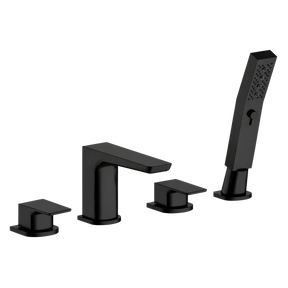 Baridi DH399 Bath Mounting 4-Hole Mixer Tap with Shower Head - Matt Black