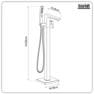 Baridi DH401 Freestanding Bath Mixer Tap with Shower - Matt Black - additional view 6