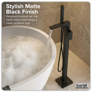 Baridi DH401 Freestanding Bath Mixer Tap with Shower - Matt Black - additional view 10