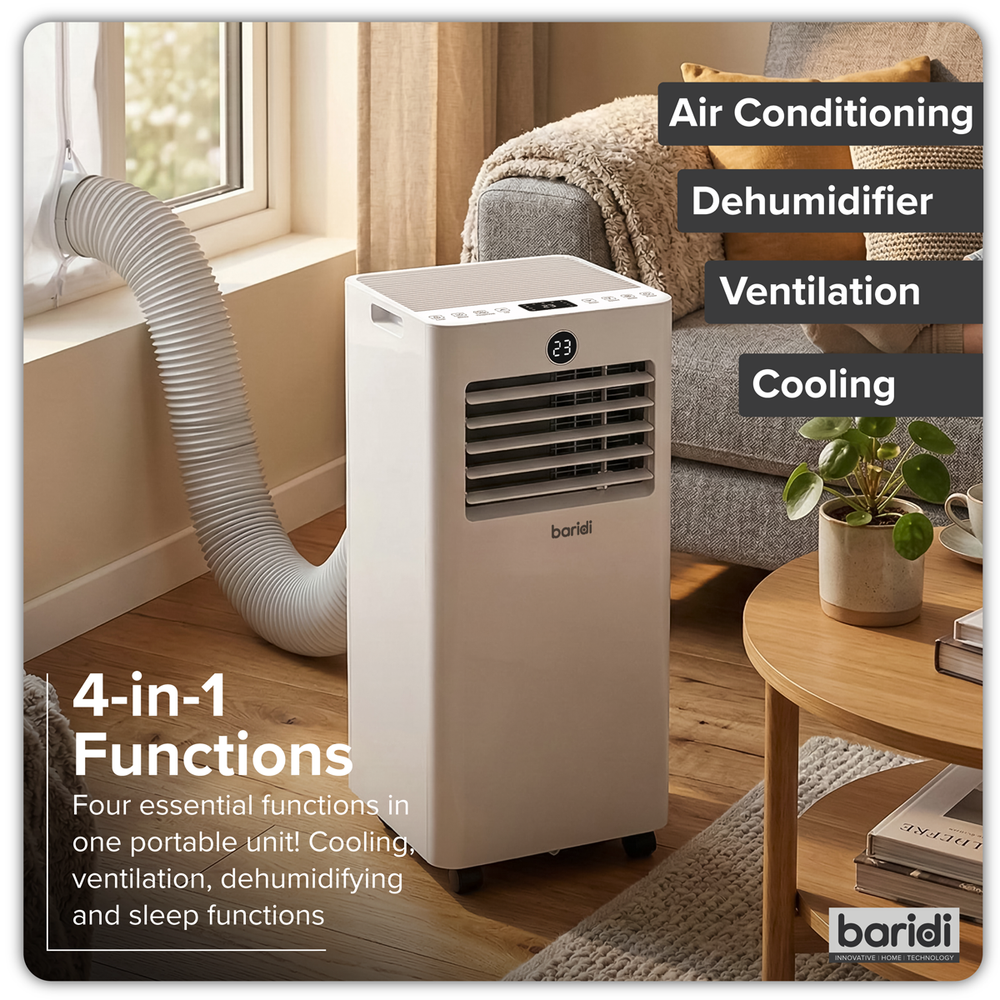 Baridi DH412 4-in-1 Portable Air Conditioner with Window Sealing Kit 5,000Btu/hr - White - additional view 9