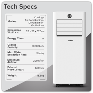 Baridi DH412 4-in-1 Portable Air Conditioner with Window Sealing Kit 5,000Btu/hr - White - additional view 11