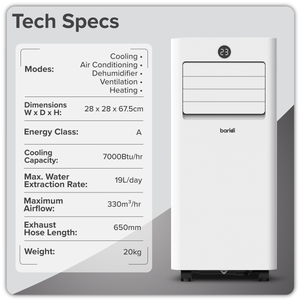 Baridi DH413 5-in-1 Portable Air Conditioner/Dehumidifier/Air Cooler with Window Sealing Kit 7,000Btu/hr - additional view 3