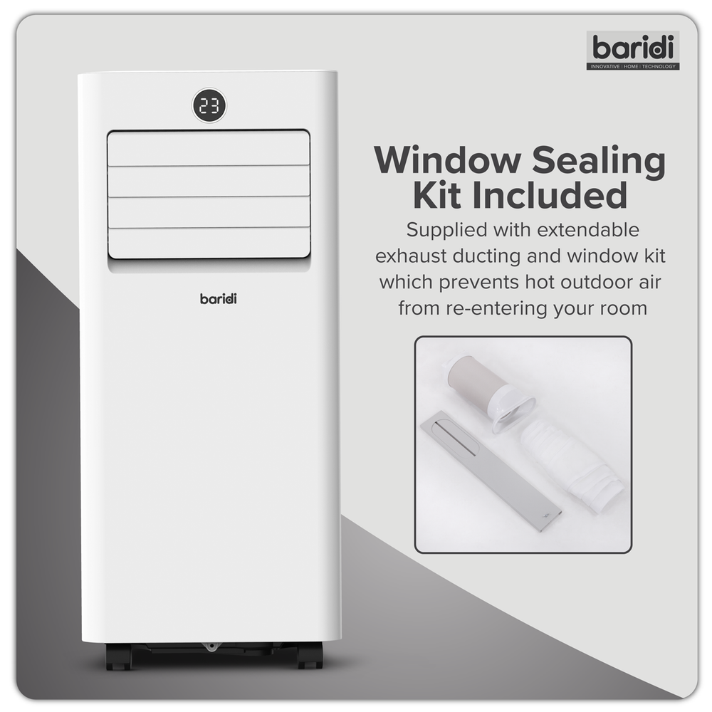 Baridi DH414 5-in-1 Portable Air Conditioner/Dehumidifier/Air Cooler with Window Sealing Kit 9,000Btu/hr - additional view 4