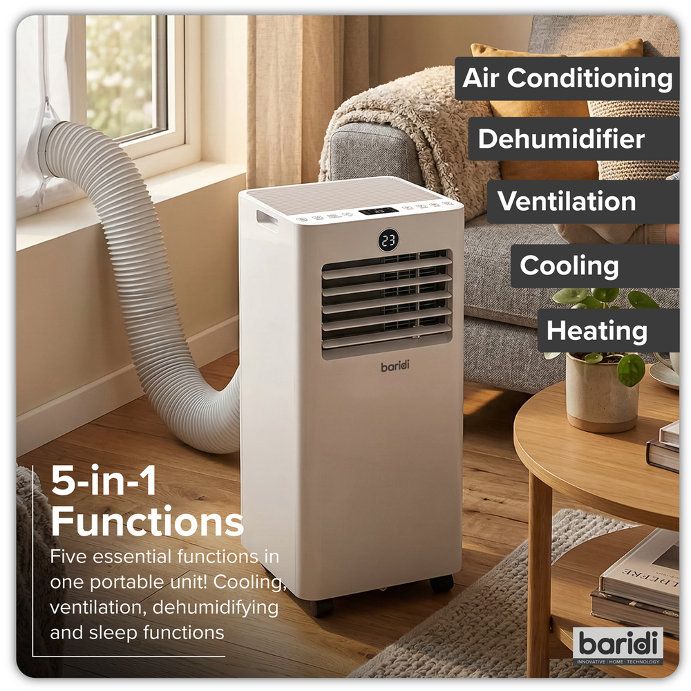 Baridi DH414 5-in-1 Portable Air Conditioner/Dehumidifier/Air Cooler with Window Sealing Kit 9,000Btu/hr - additional view 7