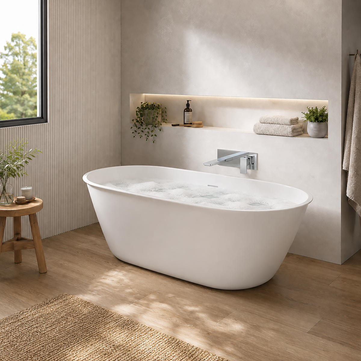 Baridi DH415 Double-Ended Slim Rim Bath with Overflow System 140cm - Gloss White - additional view 8