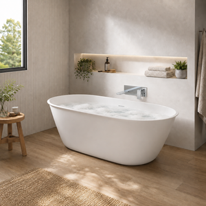 Baridi DH415 Double-Ended Slim Rim Bath with Overflow System 140cm - Gloss White - additional view 8