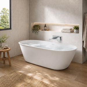 Baridi DH416 Double-Ended Slim Rim Bath with Overflow System 150cm - Gloss White - additional view 2
