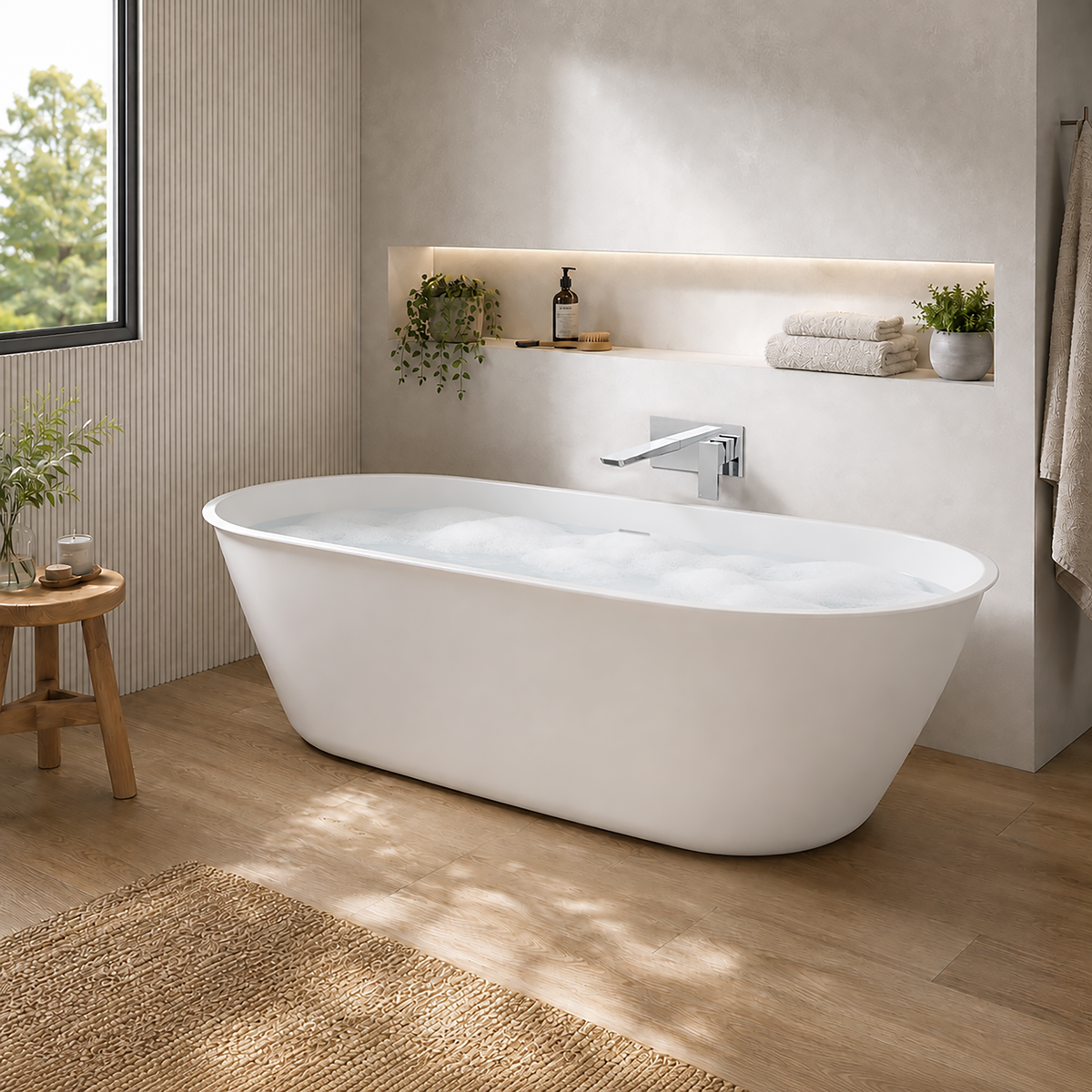 Baridi DH418 Double-Ended Slim Rim Bath with Overflow System 170cm - Gloss White - additional view 6