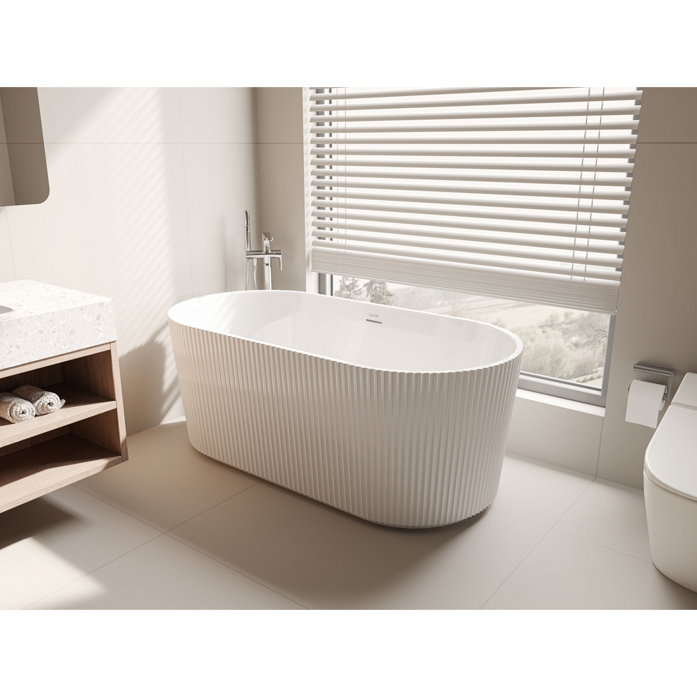 Baridi DH419 Double-Ended Fluted Design Bath with Slim Rim 150cm - Gloss White - additional view 3
