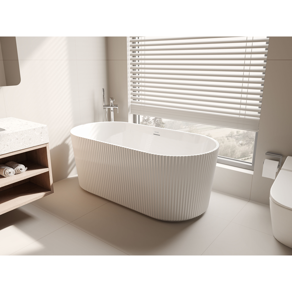 Baridi DH419 Double-Ended Fluted Design Bath with Slim Rim 150cm - Gloss White - additional view 3