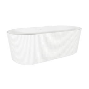 Baridi DH419 Double-Ended Fluted Design Bath with Slim Rim 150cm - Gloss White