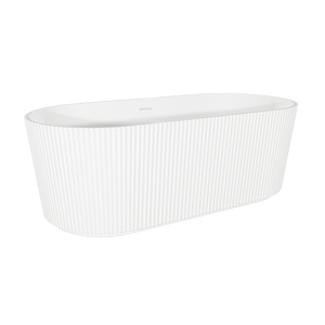 Baridi DH419 Double-Ended Fluted Design Bath with Slim Rim 150cm - Gloss White