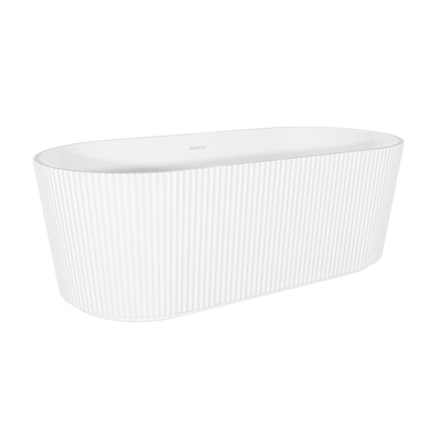 Baridi DH419 Double-Ended Fluted Design Bath with Slim Rim 150cm - Gloss White