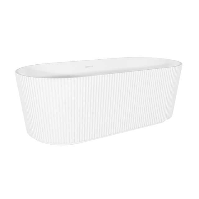Baridi DH419 Double-Ended Fluted Design Bath with Slim Rim 150cm - Gloss White