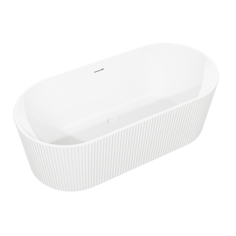 Baridi DH419 Double-Ended Fluted Design Bath with Slim Rim 150cm - Gloss White - additional view 6