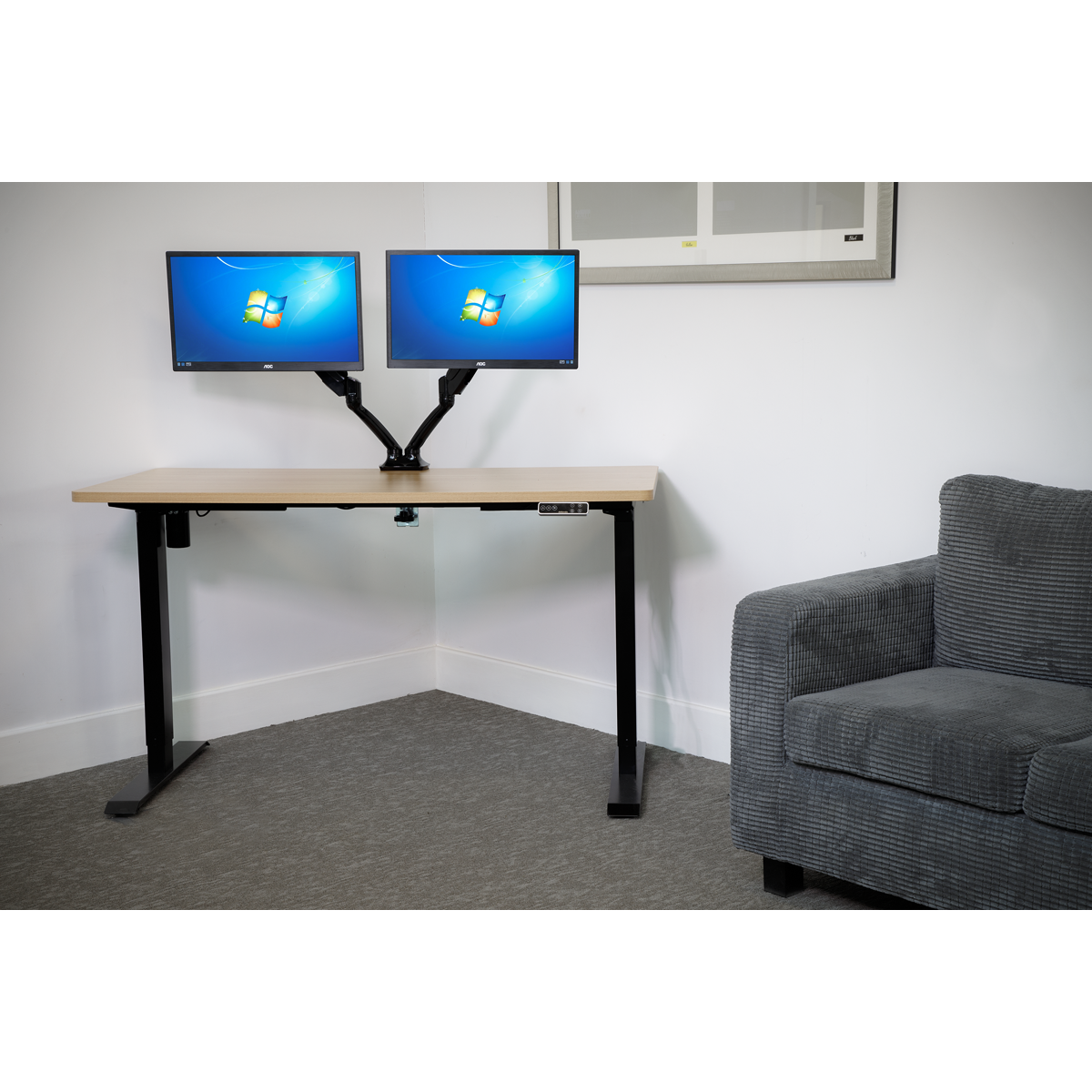 Dellonda DH41 Oak Electric Adjustable-Height Standing Desk with Memory, Quiet & Fast 1400 x 700mm - additional view 7