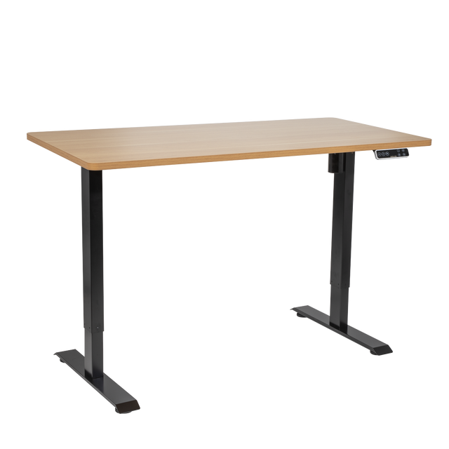 Dellonda DH41 Oak Electric Adjustable-Height Standing Desk with Memory, Quiet & Fast 1400 x 700mm