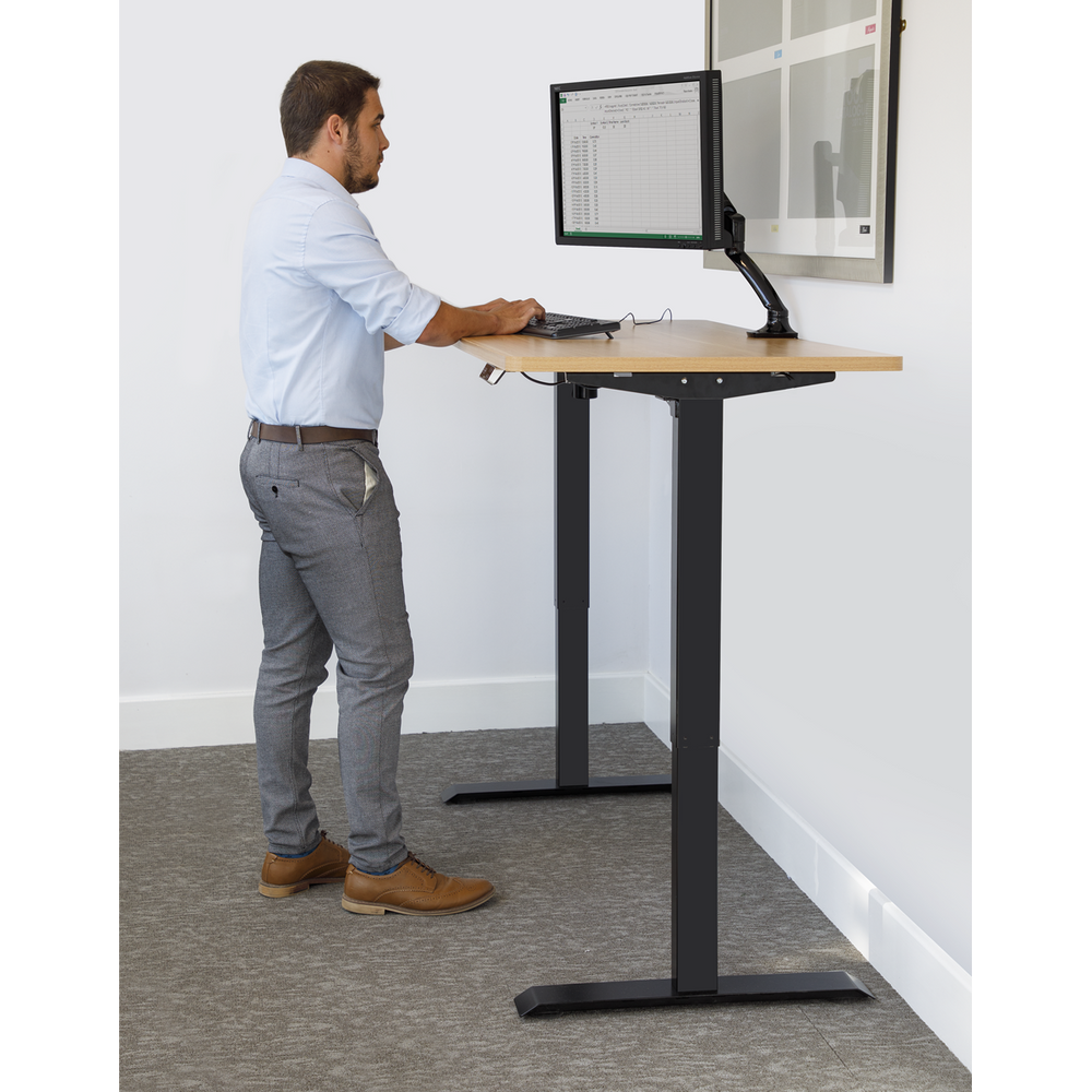 Dellonda DH41 Oak Electric Adjustable-Height Standing Desk with Memory, Quiet & Fast 1400 x 700mm - additional view 8