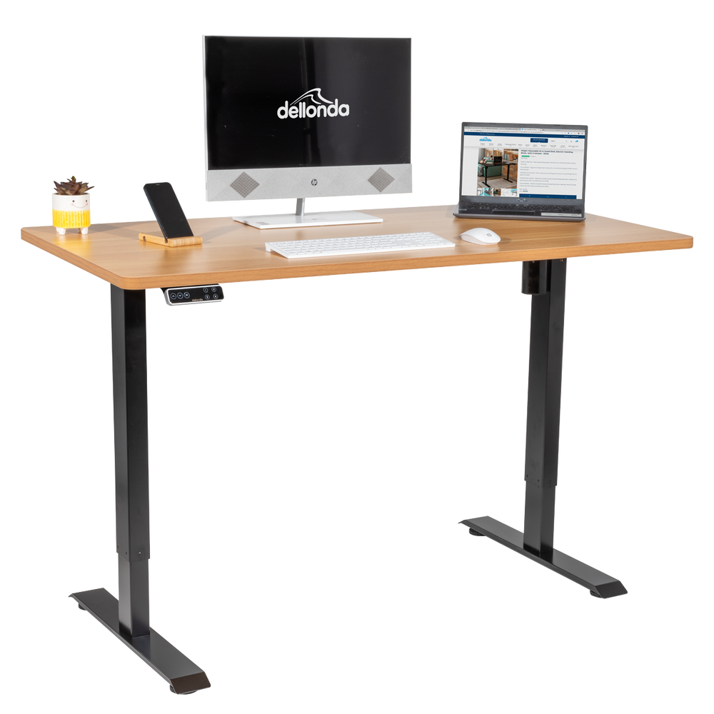 Dellonda DH41 Oak Electric Adjustable-Height Standing Desk with Memory, Quiet & Fast 1400 x 700mm - additional view 9