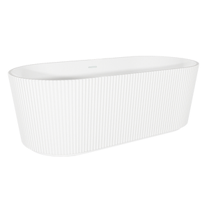 Baridi DH420 Double-Ended Fluted Design Bath with Slim Rim 168cm - Gloss White