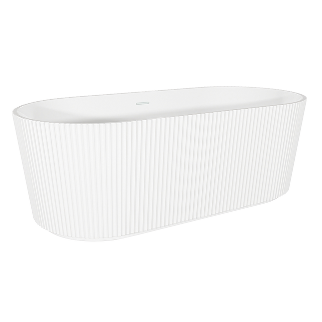 Baridi DH420 Double-Ended Fluted Design Bath with Slim Rim 168cm - Gloss White