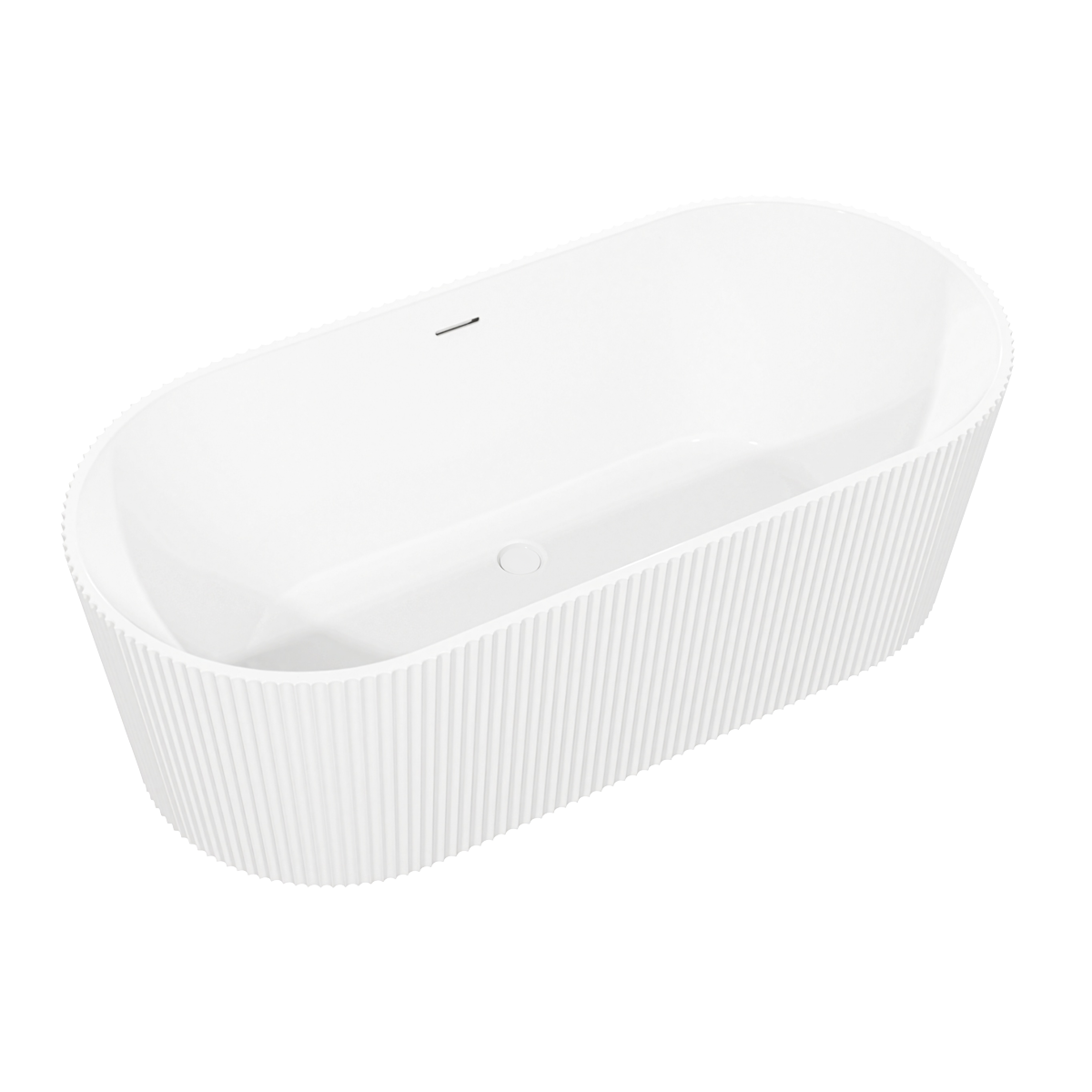Baridi DH420 Double-Ended Fluted Design Bath with Slim Rim 168cm - Gloss White - additional view 5