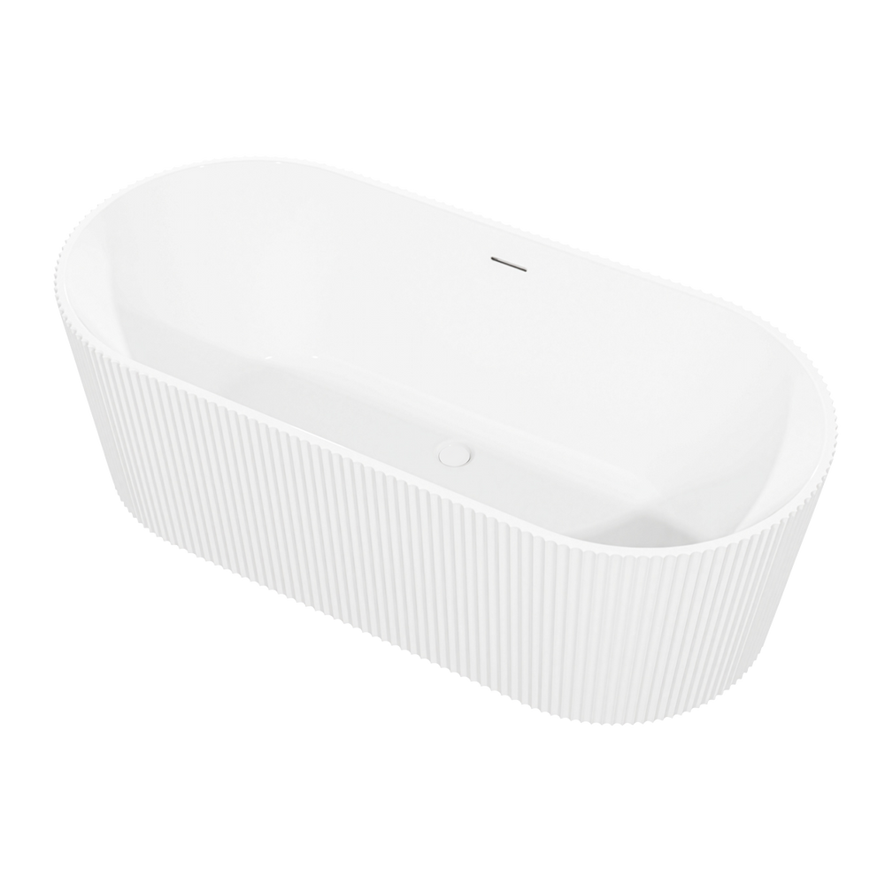 Baridi DH420 Double-Ended Fluted Design Bath with Slim Rim 168cm - Gloss White - additional view 6