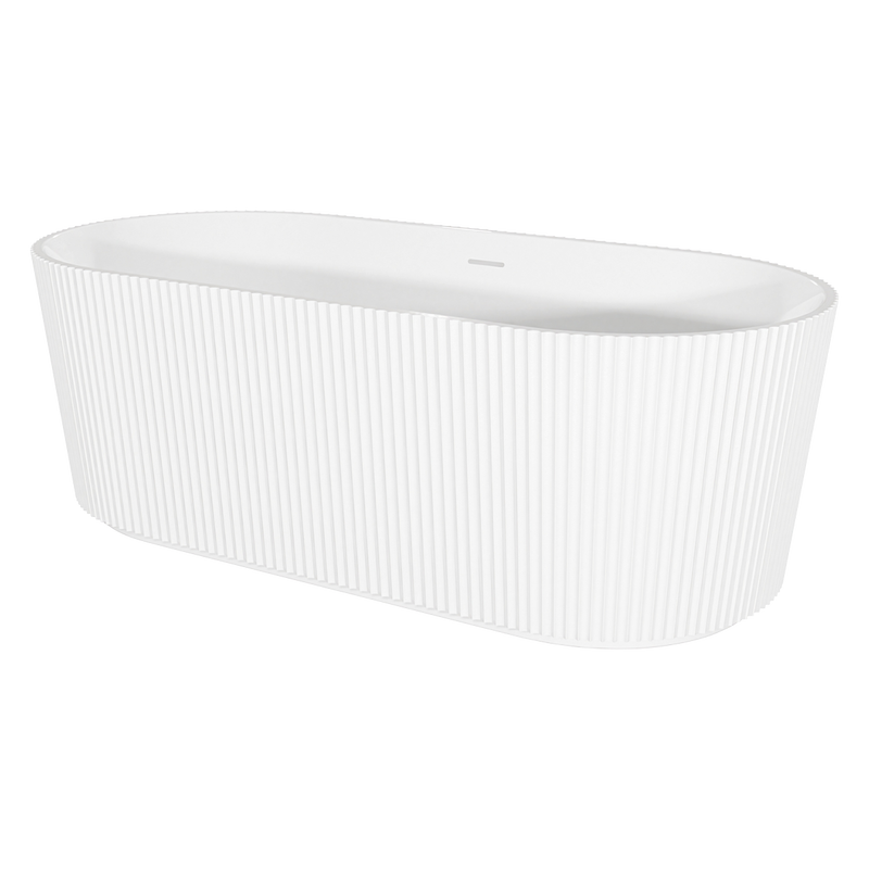 Baridi DH420 Double-Ended Fluted Design Bath with Slim Rim 168cm - Gloss White - additional view 3