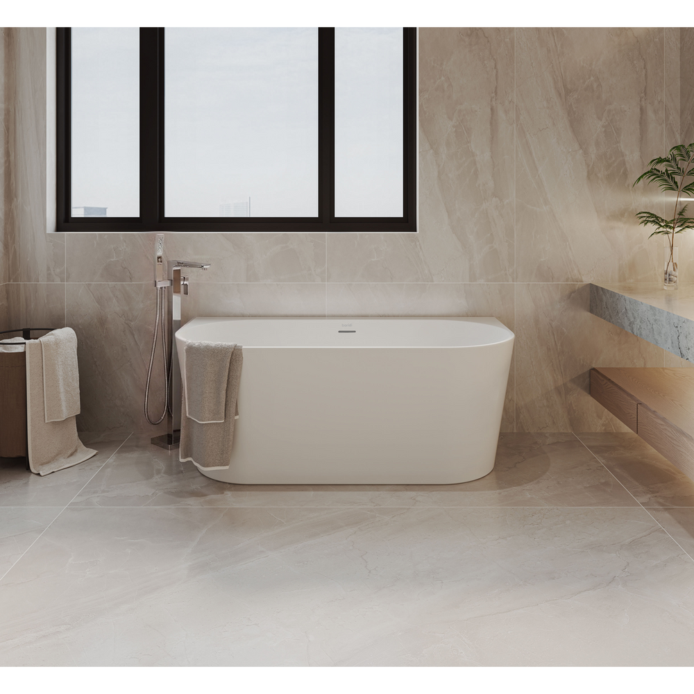 Baridi DH421 Back-to-Wall Slim Rim Bath with Overflow System 150cm - Gloss White - additional view 2