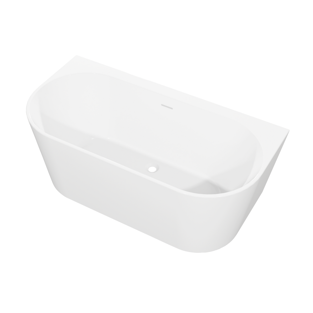 Baridi DH421 Back-to-Wall Slim Rim Bath with Overflow System 150cm - Gloss White - additional view 6