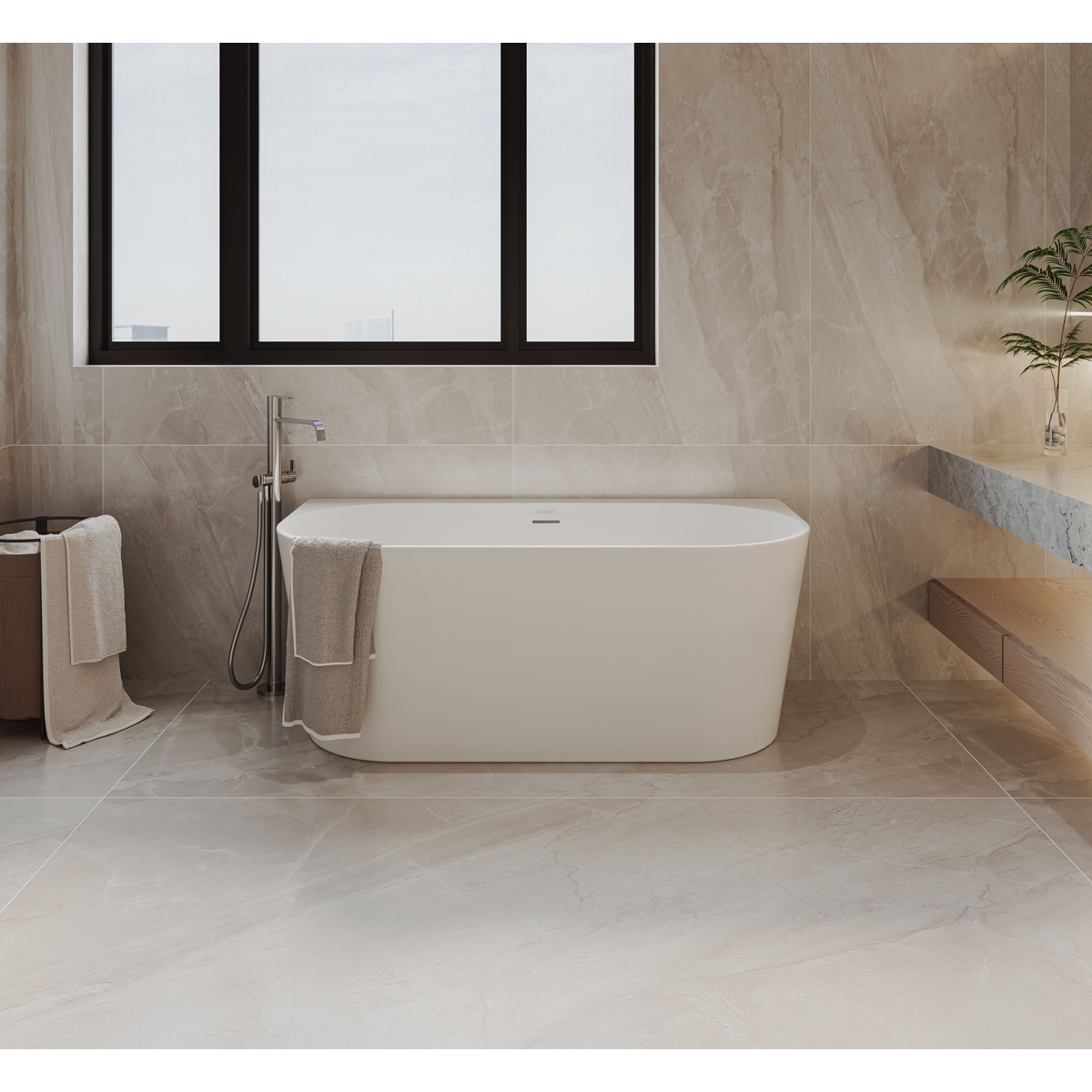 Baridi DH422 Back-to-Wall Slim Rim Bath with Overflow System 170cm - Gloss White - additional view 6