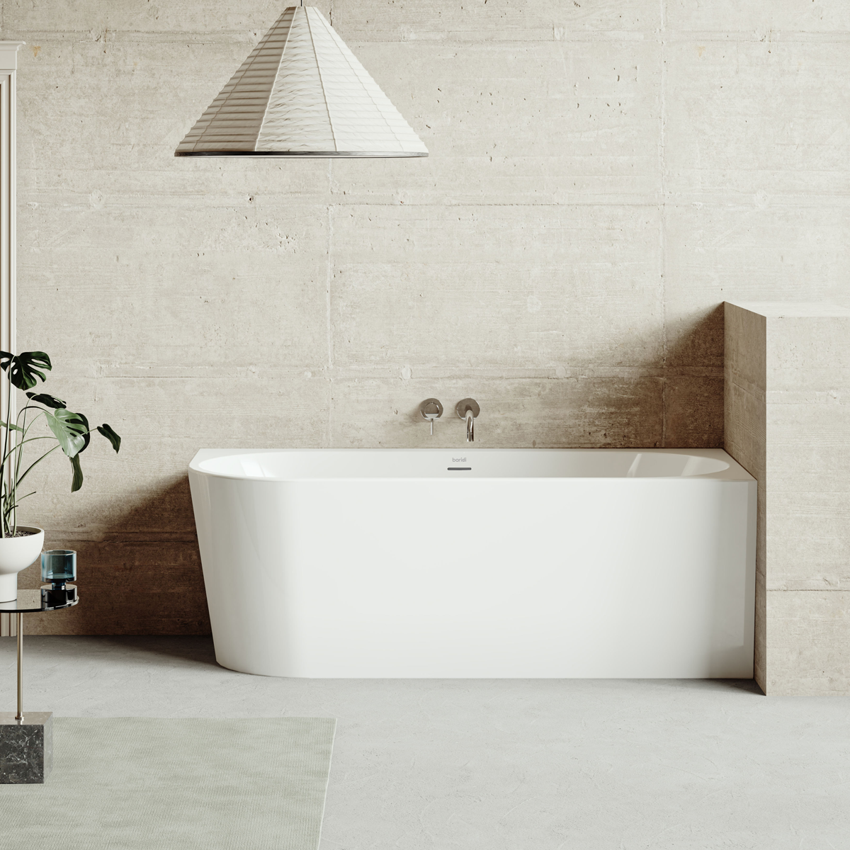 Baridi DH427 Right-Hand Corner Slim Rim Bath with Overflow System 160cm - Gloss White - additional view 2