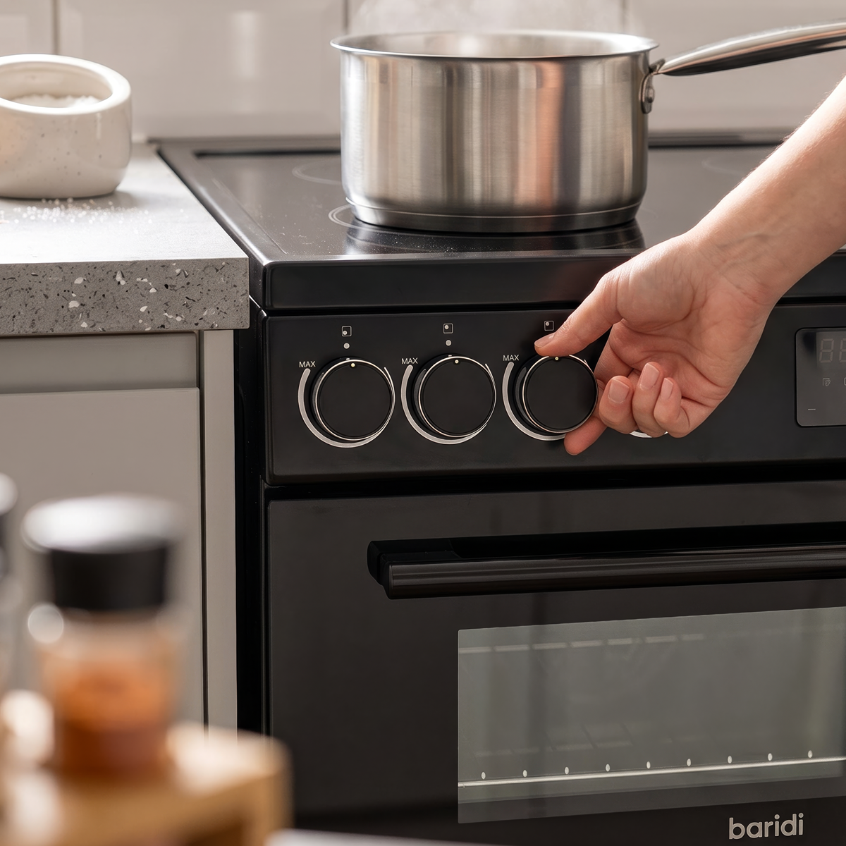 Baridi DH429 60cm Freestanding Cooker with 99L Double Cavity & Ceramic Hob - Black - additional view 7