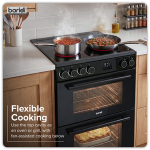 Baridi DH429 60cm Freestanding Cooker with 99L Double Cavity & Ceramic Hob - Black - additional view 9