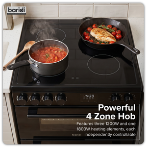 Baridi DH429 60cm Freestanding Cooker with 99L Double Cavity & Ceramic Hob - Black - additional view 10
