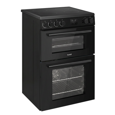 Baridi DH429 60cm Freestanding Cooker with 99L Double Cavity & Ceramic Hob - Black