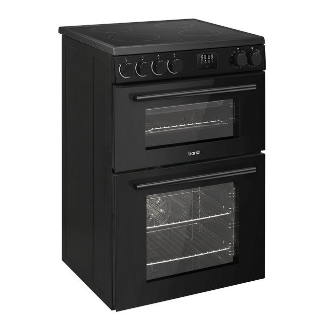 Baridi DH429 60cm Freestanding Cooker with 99L Double Cavity & Ceramic Hob - Black