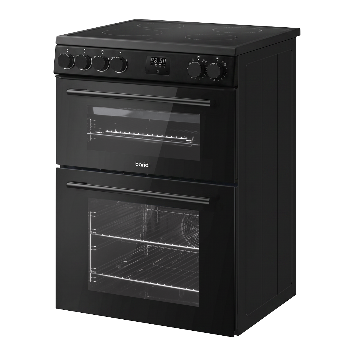 Baridi DH429 60cm Freestanding Cooker with 99L Double Cavity & Ceramic Hob - Black - additional view 3
