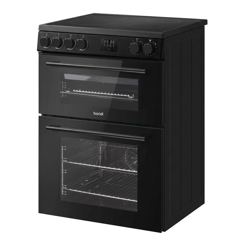 Baridi DH429 60cm Freestanding Cooker with 99L Double Cavity & Ceramic Hob - Black - additional view 3