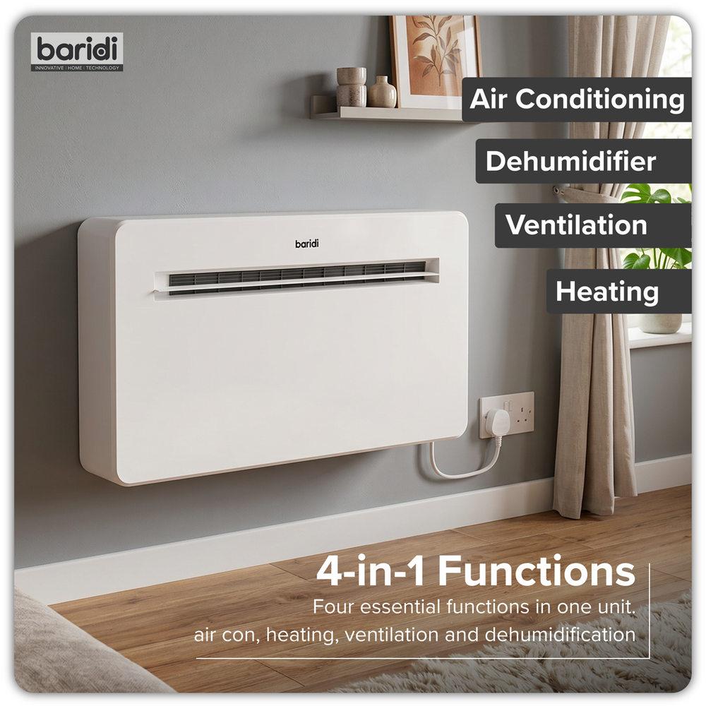 Baridi DH432 4-in-1 Smart Monobloc Wall-Mounting Air Conditioning Unit 10,000Btu/hr - White - additional view 9