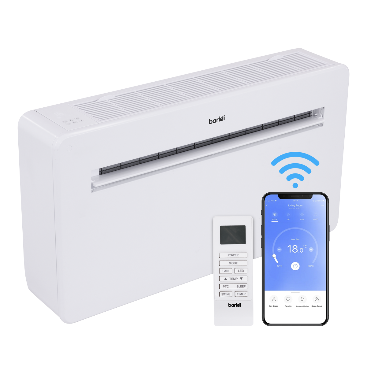 Baridi DH432 4-in-1 Smart Monobloc Wall-Mounting Air Conditioning Unit 10,000Btu/hr - White