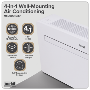 Baridi DH433 4-in-1 Smart Monobloc Wall-Mounting Air Conditioning Unit 12,000Btu/hr - White - additional view 9