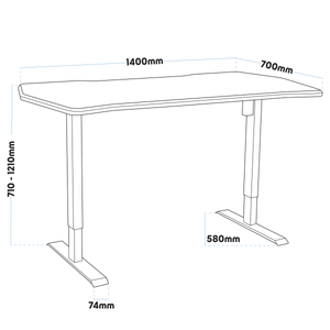 Dellonda DH43 Carbon Fibre Effect Electric Height Adjustable Standing Desk with Memory, Quiet, 1400 x - additional view 9