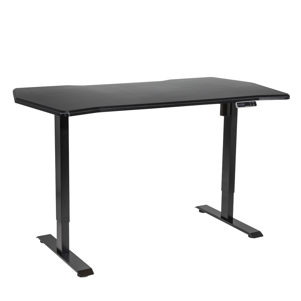 Dellonda DH43 Carbon Fibre Effect Electric Height Adjustable Standing Desk with Memory, Quiet, 1400 x 700mm