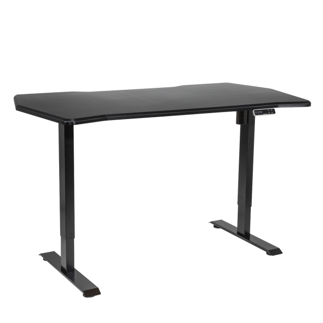 Dellonda DH43 Carbon Fibre Effect Electric Height Adjustable Standing Desk with Memory, Quiet, 1400 x 700mm