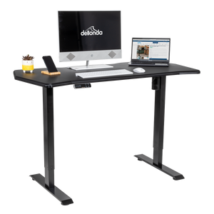 Dellonda DH43 Carbon Fibre Effect Electric Height Adjustable Standing Desk with Memory, Quiet, 1400 x - additional view 4