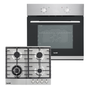 Baridi DH447 Integrated Fan-Assisted Oven & Stainless-Steel Gas Hob Appliance Bundle - 60cm