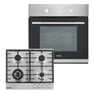 Baridi DH447 Integrated Fan-Assisted Oven & Stainless-Steel Gas Hob Appliance Bundle - 60cm