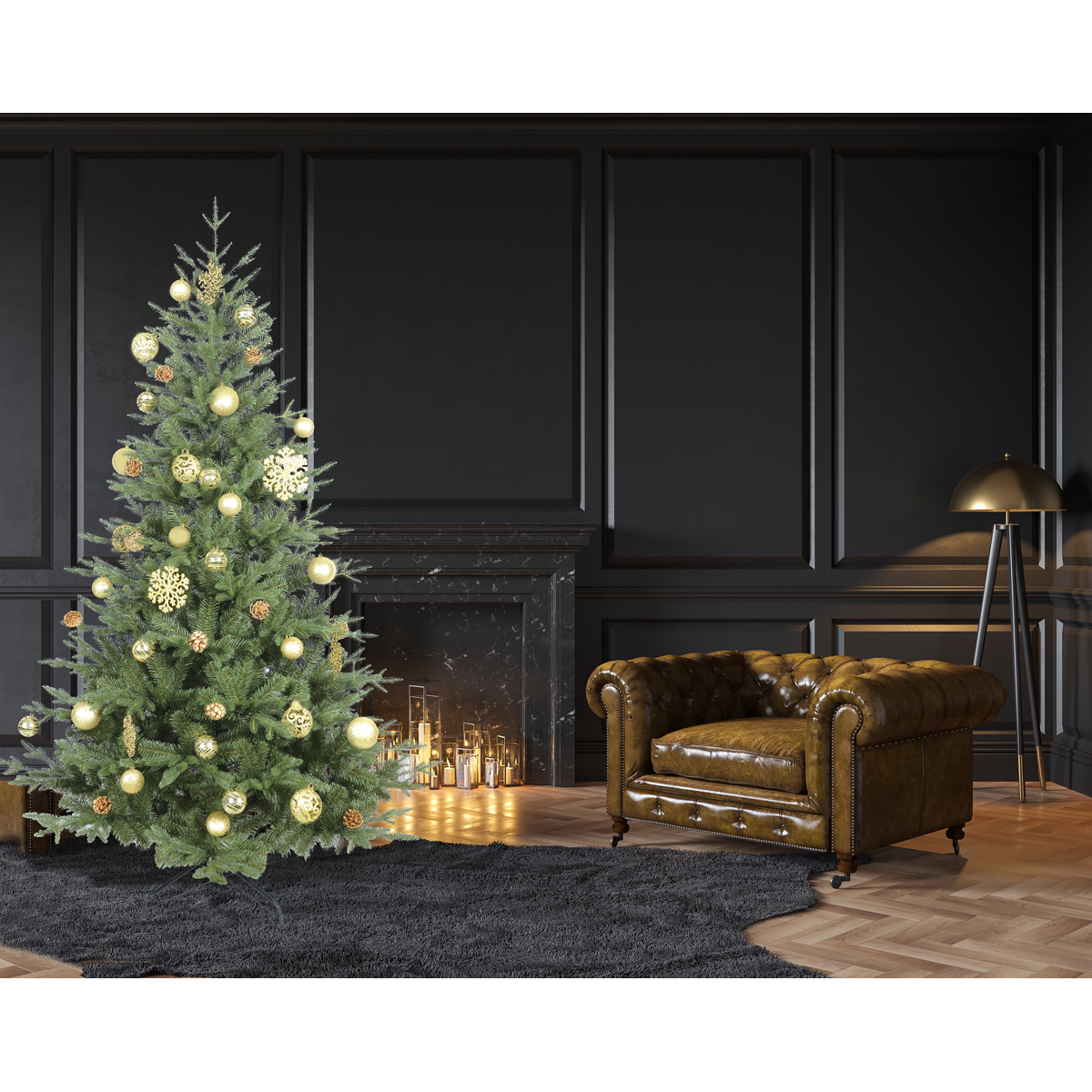 Dellonda DH46 Artificial Hinged Christmas Tree 7ft(210cm) - additional view 8
